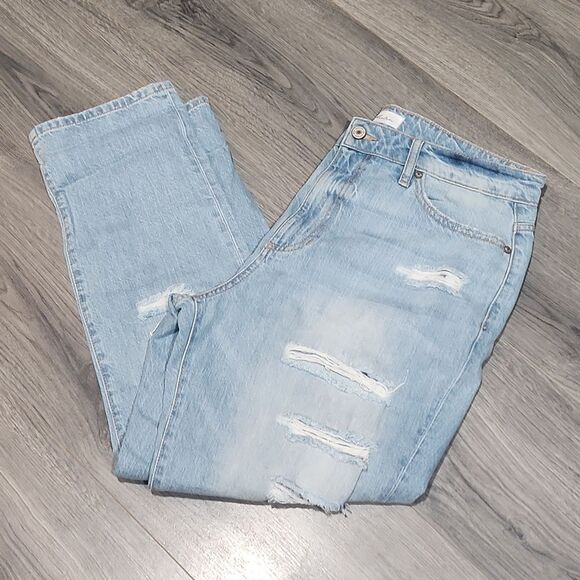 EUC KanCan Estilo Distressed Cropped High Waisted Light Blue Jeans - Picture 1 of 8